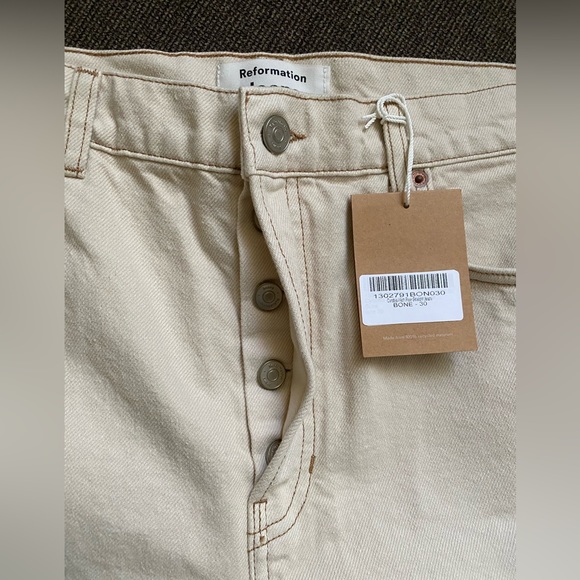 Reformation Cynthia High Rise Straight Jeans-Bone - Picture 6 of 6